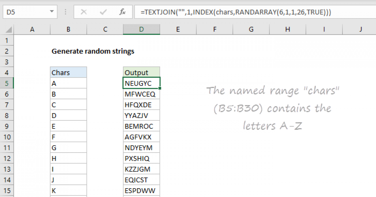 Random Letter Number Generator Excel